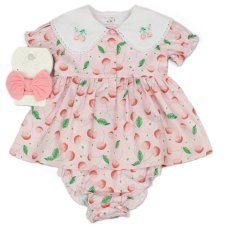 M34304: Baby Girls All Over Print Dress, Pant & Headband Set  (1-2 Years)